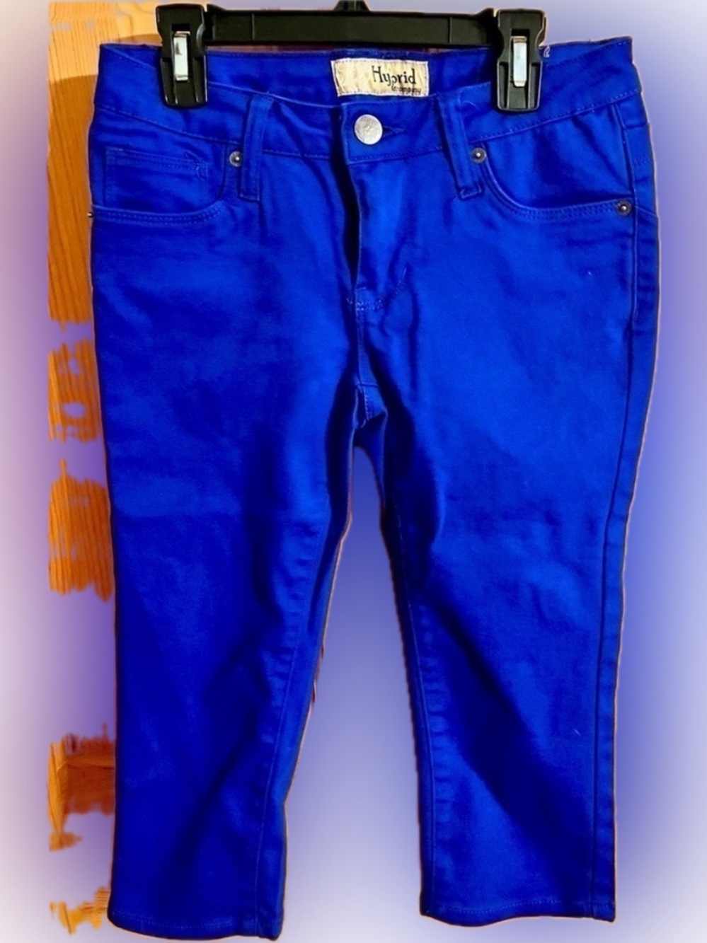 Hybrid & Co. Royal Blue Skinny Capri Pants Juniors Size 1 Stretch Cropped Denim